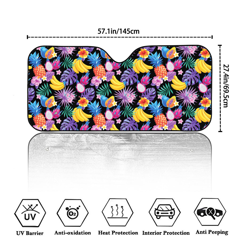 Tropical Palm And Hawaiian Fruits Print Car Windshield Sun Shade