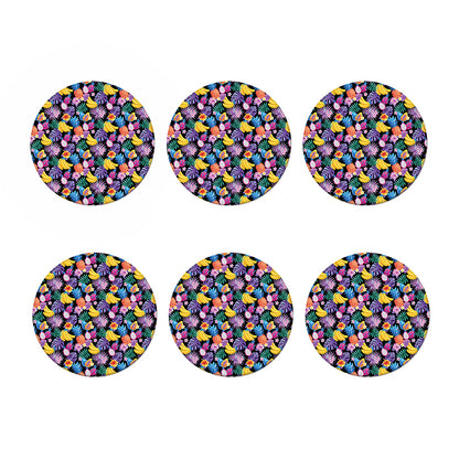 Tropical Palm And Hawaiian Fruits Print Coaster Set