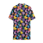 Tropical Palm And Hawaiian Fruits Print Cotton Hawaiian Shirt