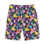 Tropical Palm And Hawaiian Fruits Print Cotton Shorts