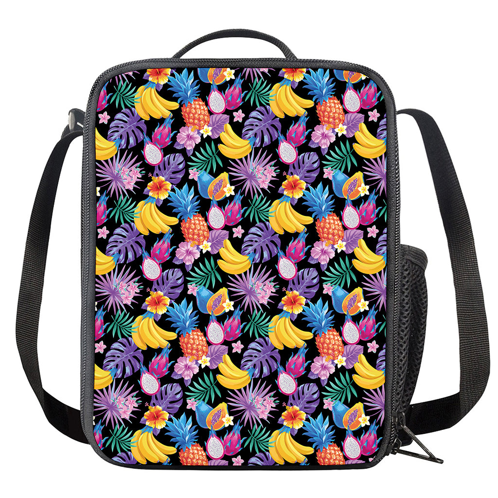Tropical Palm And Hawaiian Fruits Print Crossbody Lunch Bag