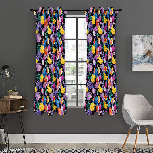 Tropical Palm And Hawaiian Fruits Print Curtain