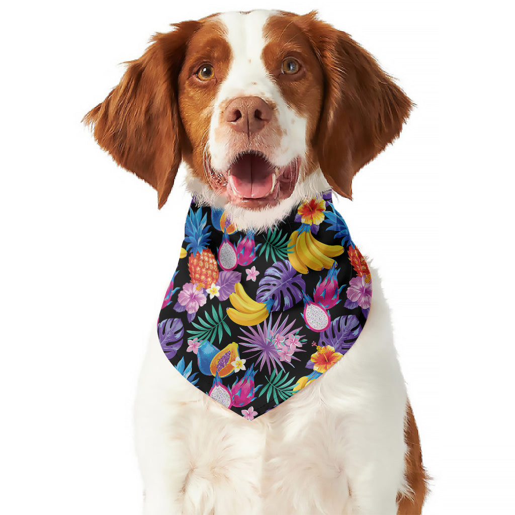 Tropical Palm And Hawaiian Fruits Print Dog Bandana