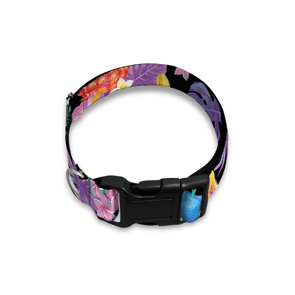 Tropical Palm And Hawaiian Fruits Print Dog Collar