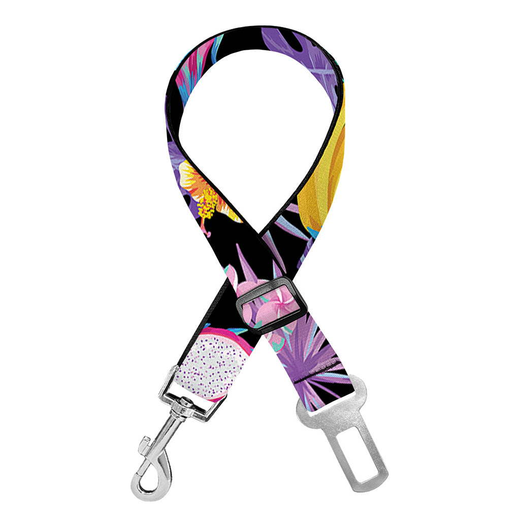 Tropical Palm And Hawaiian Fruits Print Dog Seat Belt