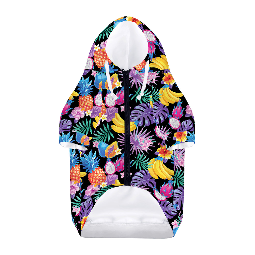Tropical Palm And Hawaiian Fruits Print Dog Zip Up Hoodie