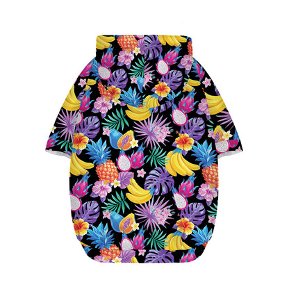 Tropical Palm And Hawaiian Fruits Print Dog Zip Up Hoodie