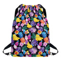 Tropical Palm And Hawaiian Fruits Print Drawstring Backpack