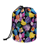 Tropical Palm And Hawaiian Fruits Print Drawstring Makeup Bag