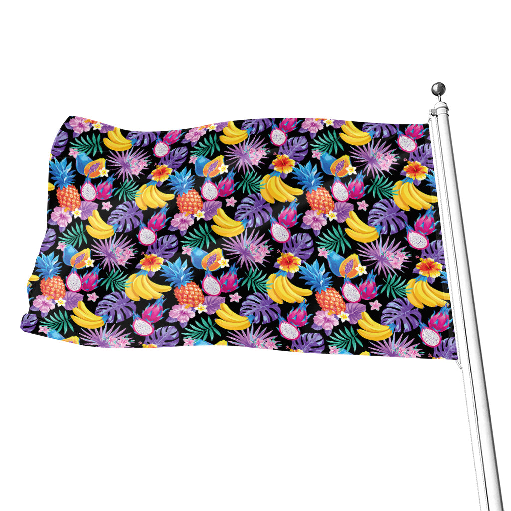 Tropical Palm And Hawaiian Fruits Print Flag