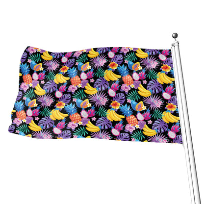 Tropical Palm And Hawaiian Fruits Print Flag