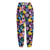 Tropical Palm And Hawaiian Fruits Print Fleece Lined Knit Pants