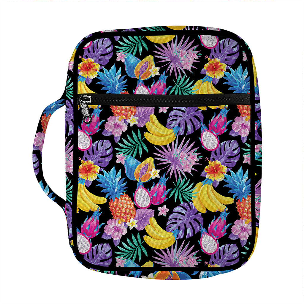 Tropical Palm And Hawaiian Fruits Print Front Pocket Bible Bag