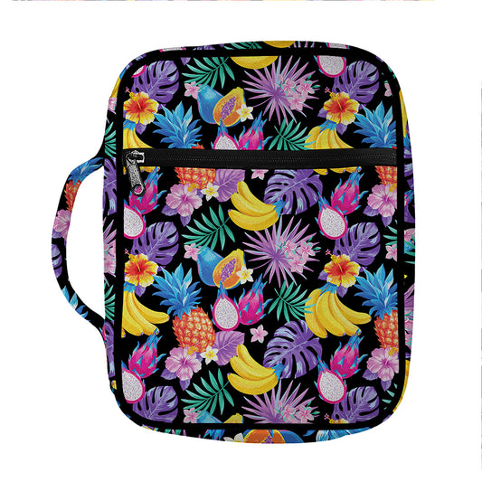 Tropical Palm And Hawaiian Fruits Print Front Pocket Bible Bag