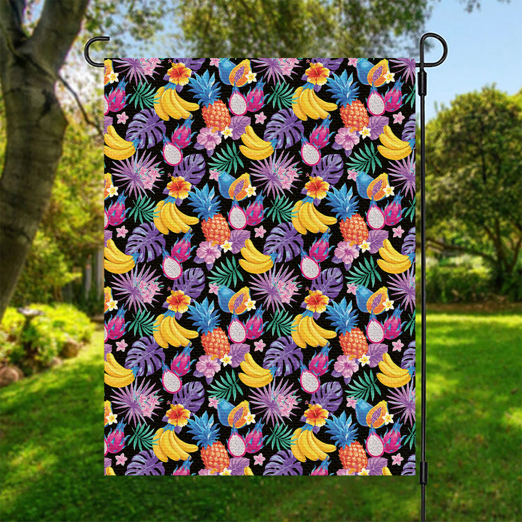 Tropical Palm And Hawaiian Fruits Print Garden Flag