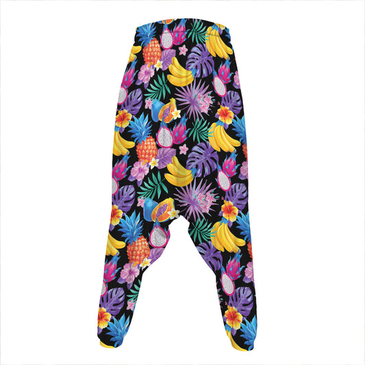 Tropical Palm And Hawaiian Fruits Print Hammer Pants