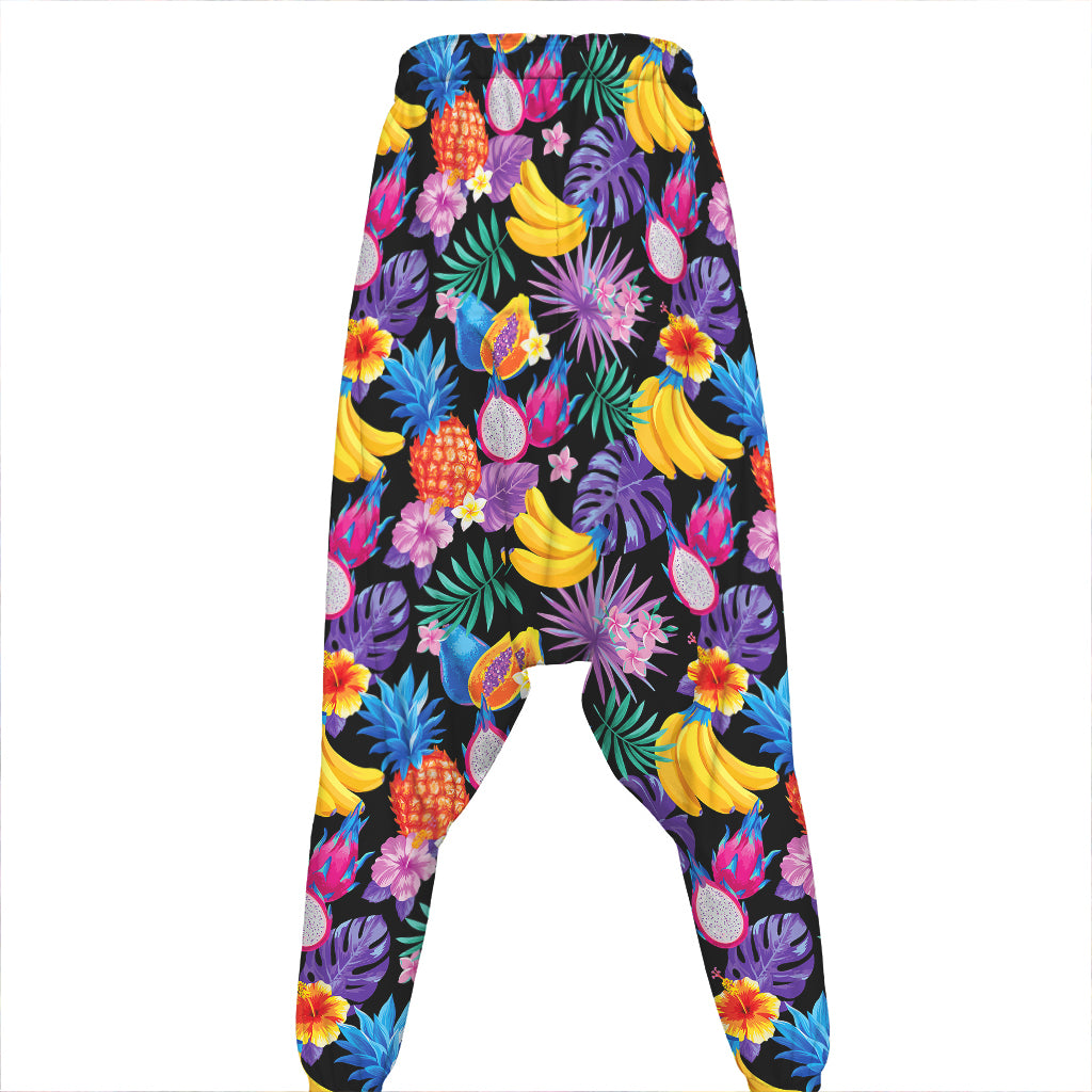 Tropical Palm And Hawaiian Fruits Print Hammer Pants