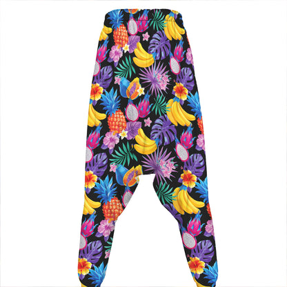Tropical Palm And Hawaiian Fruits Print Hammer Pants