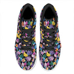 Tropical Palm And Hawaiian Fruits Print High Top Leather Sneakers