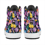 Tropical Palm And Hawaiian Fruits Print High Top Leather Sneakers