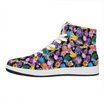 Tropical Palm And Hawaiian Fruits Print High Top Leather Sneakers