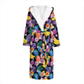 Tropical Palm And Hawaiian Fruits Print Hooded Bathrobe