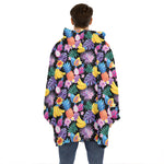 Tropical Palm And Hawaiian Fruits Print Hoodie Blanket