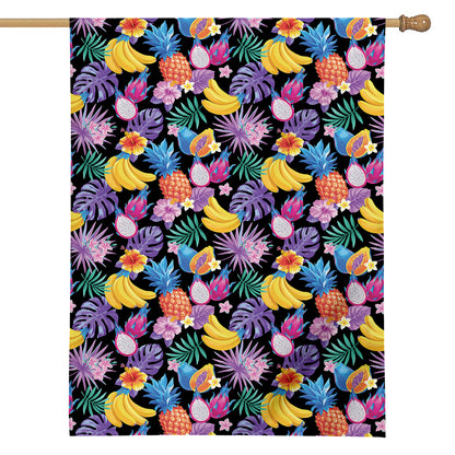 Tropical Palm And Hawaiian Fruits Print House Flag
