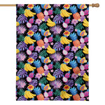Tropical Palm And Hawaiian Fruits Print House Flag