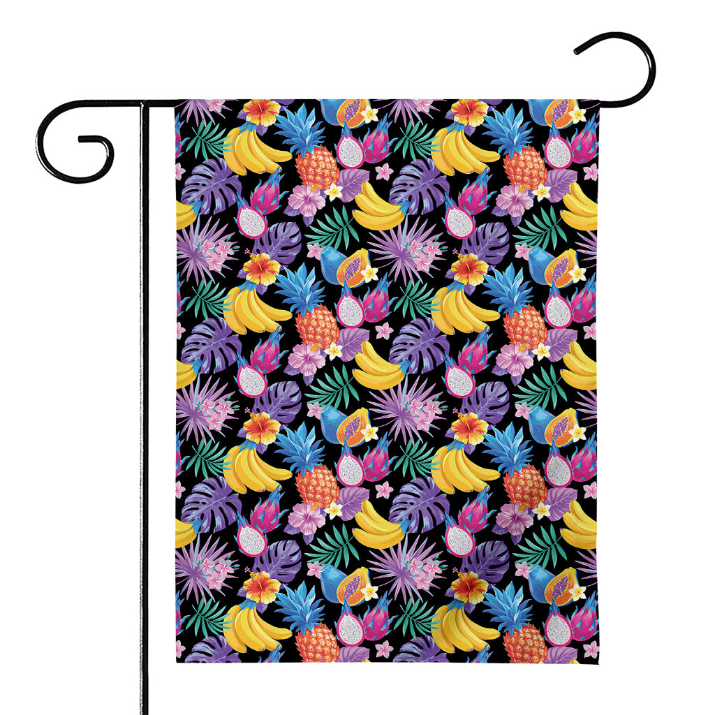 Tropical Palm And Hawaiian Fruits Print House Flag
