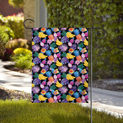 Tropical Palm And Hawaiian Fruits Print House Flag