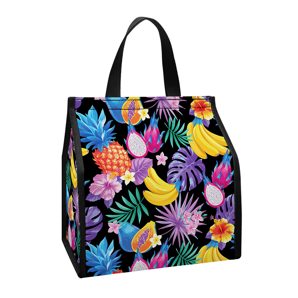 Tropical Palm And Hawaiian Fruits Print Insulated Lunch Tote