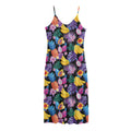 Tropical Palm And Hawaiian Fruits Print Jersey Midi Cami Dress
