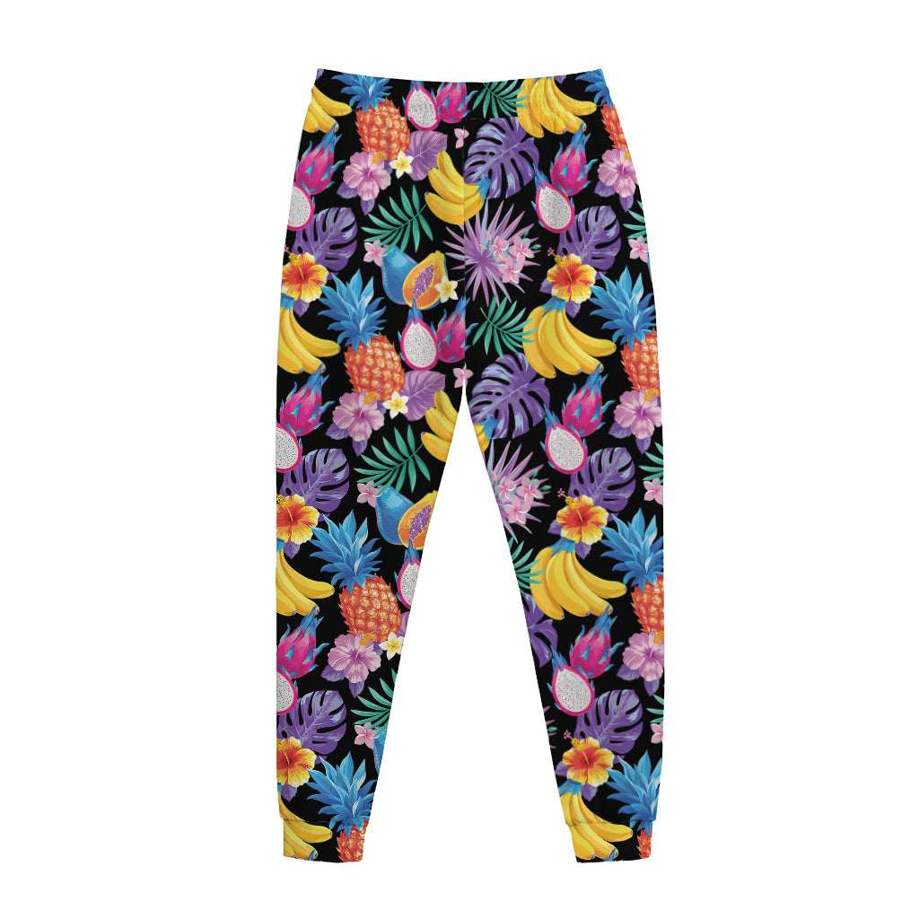 Tropical Palm And Hawaiian Fruits Print Jogger Pants