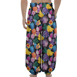 Tropical Palm And Hawaiian Fruits Print Lantern Pants