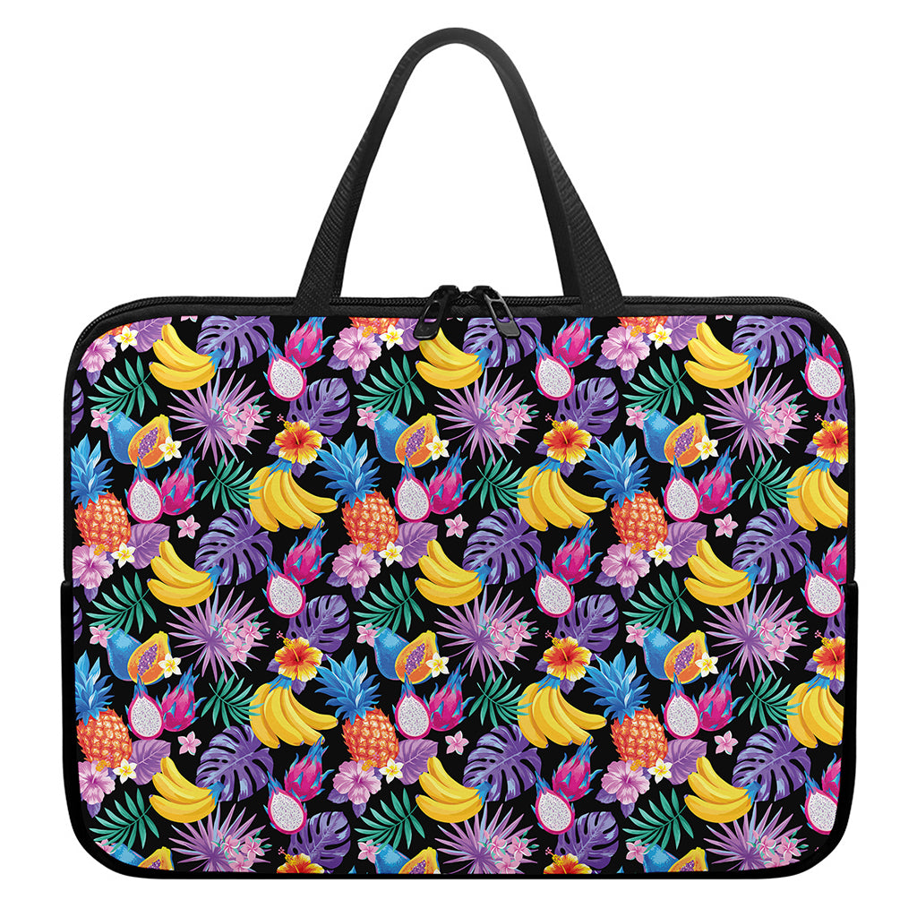 Tropical Palm And Hawaiian Fruits Print Laptop Sleeve With Handle