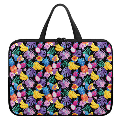 Tropical Palm And Hawaiian Fruits Print Laptop Sleeve With Handle
