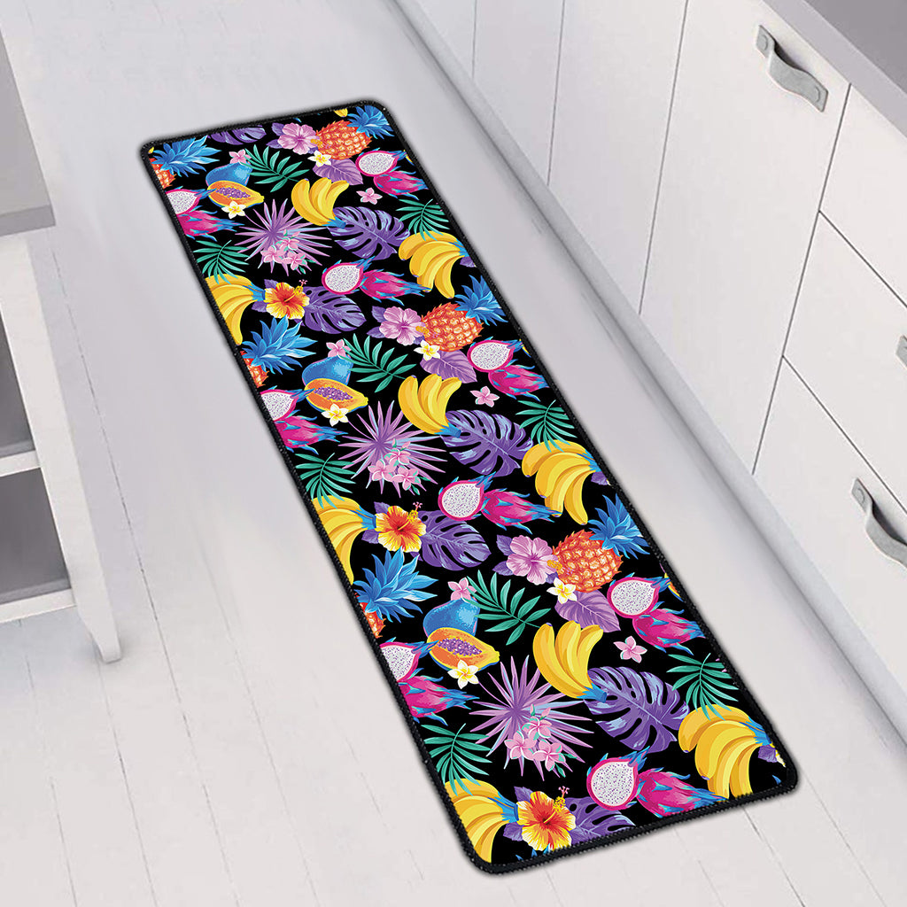 Tropical Palm And Hawaiian Fruits Print Long Kitchen Mat