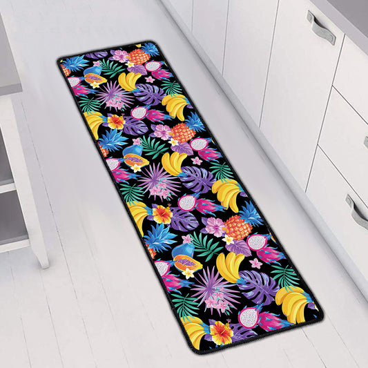 Tropical Palm And Hawaiian Fruits Print Long Kitchen Mat