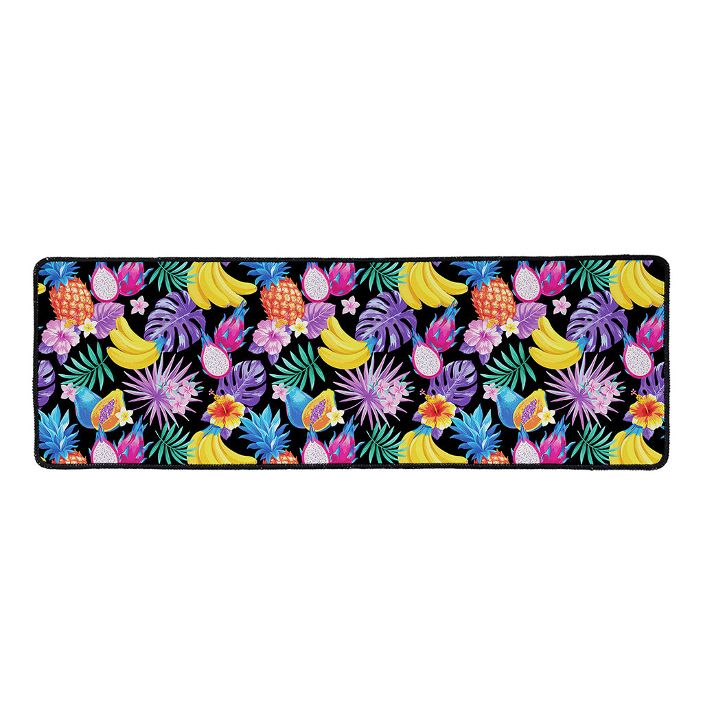 Tropical Palm And Hawaiian Fruits Print Long Kitchen Mat