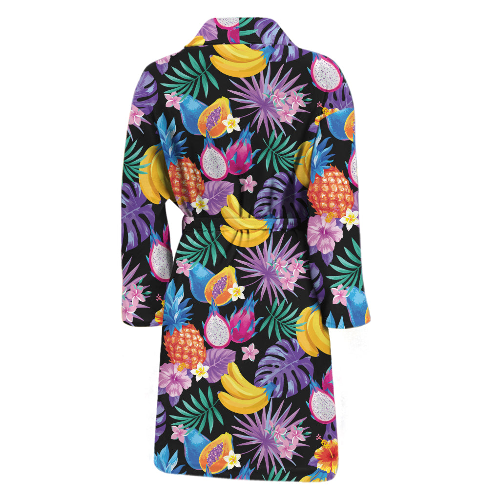 Tropical Palm And Hawaiian Fruits Print Men's Bathrobe