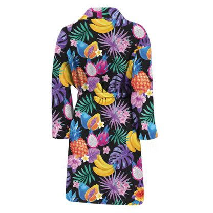 Tropical Palm And Hawaiian Fruits Print Men's Bathrobe