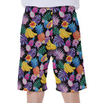 Tropical Palm And Hawaiian Fruits Print Men's Beach Shorts