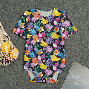 Tropical Palm And Hawaiian Fruits Print Men's Bodysuit