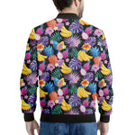 Tropical Palm And Hawaiian Fruits Print Men's Bomber Jacket