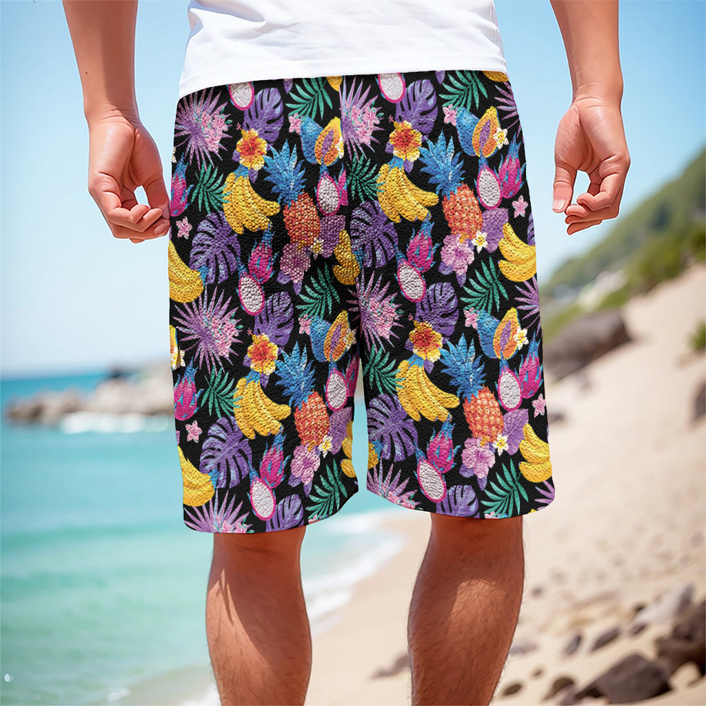 Tropical Palm And Hawaiian Fruits Print Men's Cargo Shorts