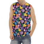 Tropical Palm And Hawaiian Fruits Print Men's Fitness Tank Top