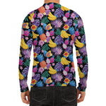 Tropical Palm And Hawaiian Fruits Print Men's Long Sleeve Rash Guard