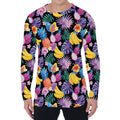 Tropical Palm And Hawaiian Fruits Print Men's Long Sleeve T-Shirt
