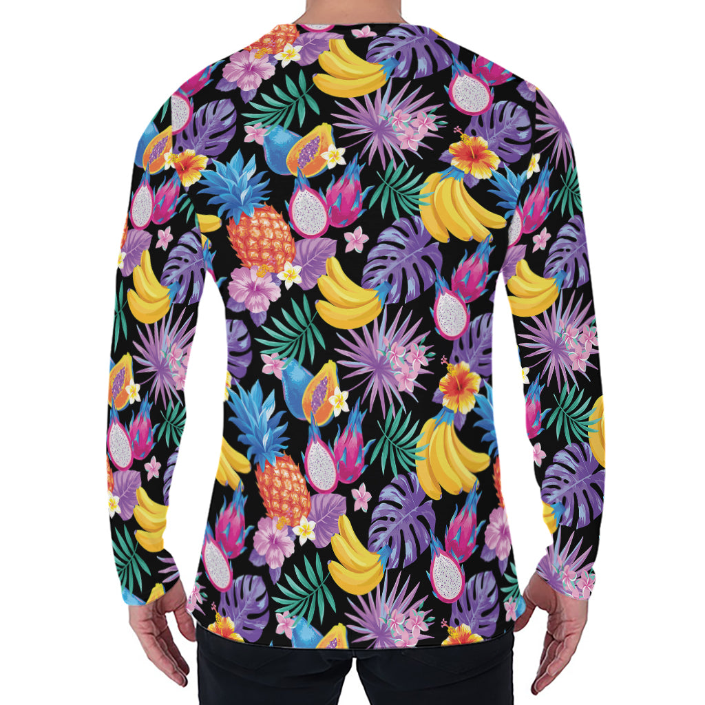 Tropical Palm And Hawaiian Fruits Print Men's Long Sleeve T-Shirt